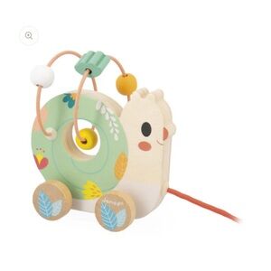 Janod Green Snail Pull-Along Toy with Bead Maze